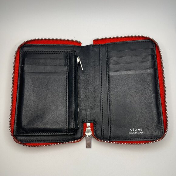 Celine Leather Zip Around Compact Bifold Wallet in Orange - Preowned - Picture 12 of 16